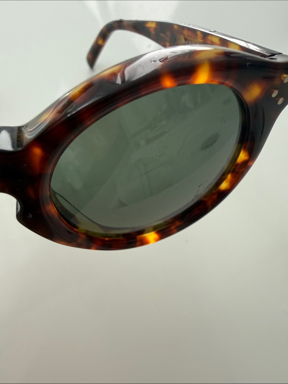 Celine Bevel Round Sunglasses in Tortoise, w/ Keyhole Bridge - Picture 13 of 13